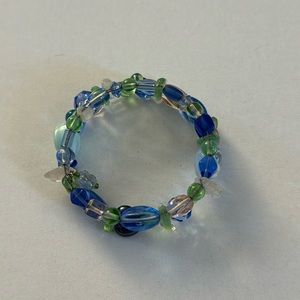 Pretty Crystal Beaded Bracelet Pink Greens D8